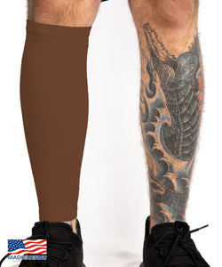 Chocolate Brown Tattoo Cover Calf Sleeve