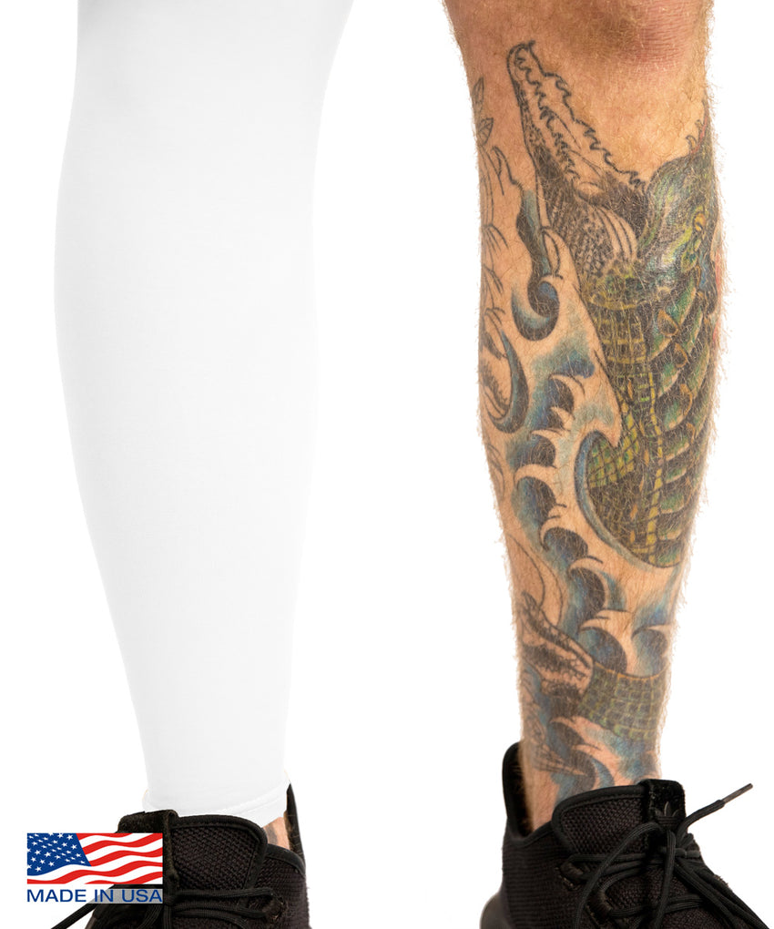 white tattoo cover up leg